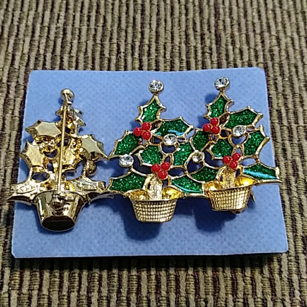 Avon festive holiday pins holly tree felling 3 for